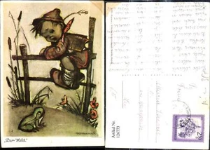 126773,Künstler Ak Hummel Der Held Junge Bub a. Zaun Frosch pub Josef Müller 478 - Bild 1 von 1