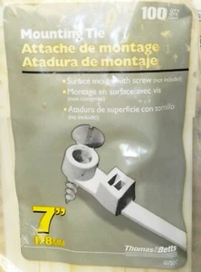 Pack / 100 Thomas & Betts, 50Lb, 7" Nylon Cable Tie w/ Screw Mounting Head *USA* - Picture 1 of 4