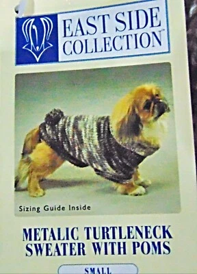 Warm Dog Pet Cable Knit Sweater S Small Metalic w Pom Pom Pug  Pekingnese NWT - Image 1 of 3