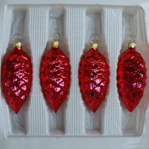 Lauschaer Glas Christbaumschmuck Tannenzapfen rot glanz - Bild 1 von 5