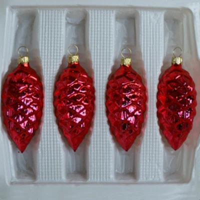 Lauschaer Glas Christbaumschmuck Tannenzapfen rot glanz mundgeblasen - Bild 1 von 4