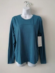 NUEVO CON ETIQUETAS LULULEMON CPRI/CAPB Azul Teal Respiración Rápida Manga Larga Crew Top 8 - Imagen 1 de 8