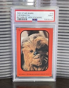 Chewbacca 1983 Star Wars Return of the Jedi Red Sticker Card #13 PSA 9 MINT
