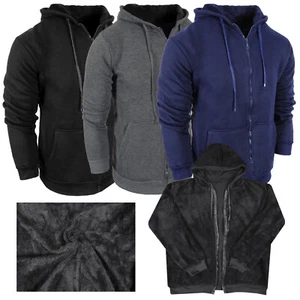 Sudadera con capucha Chaqueta de revestimiento completa sherpa con cremallera tecnología lana CÁLIDA NO VOLUMINOSA AJUSTE DELGADO - Imagen 1 de 17