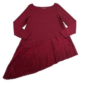 Soft Surroundings Pullover Top Women’s Medium Red Asymmetrical Pleated Tunic - Picture 1 of 5