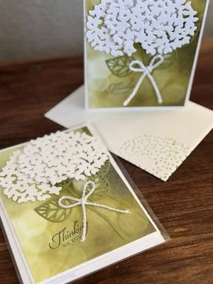 Handmade Greeting Card 3D With White Hydrangea Flowers- Thinking Of You - Image 1 of 4