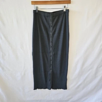 Polo Ralph Lauren Button Front Rib Knit Gray Pencil Skirt Medium - Image 1 of 4