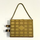 Vintage Art Deco Gold Tone Lipstick Compact Case Vanity Make Up Purse Metal Glam