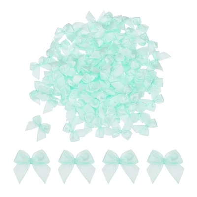 100 Pcs Mini Ribbon Bow 1" Mini Fabric Satin Ribbon Flower Bows Light Green Foto 1 de 4
