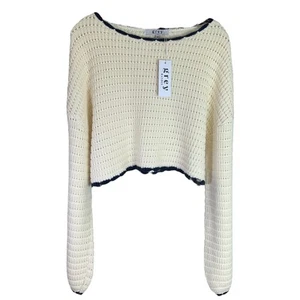 Grey Bandit Sweater Womens Sz XS Cream Knit Boat Neck Long Sleeves NWT - Picture 1 of 10