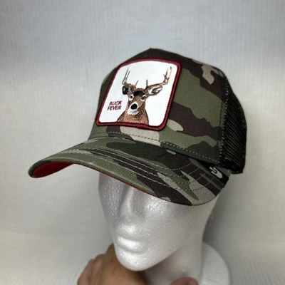Goorin Bros Animal Farm Trucker Baseball Snapback Hat Cap Deer Buck Fever Camo - Image 1 of 4