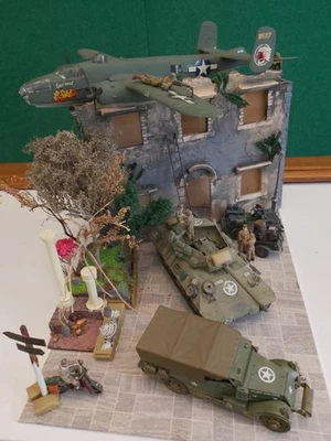 DIORAMA WWII SCALA 1/35 AEREO, CARRO ARMATO, MEZZI MILITARI, "L'AEREO SUL TETTO" - Immagine 1 di 3