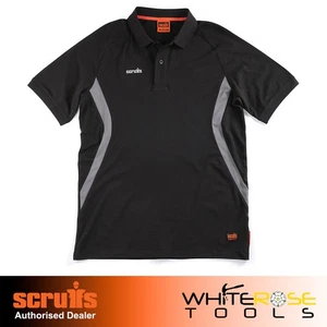 Scruffs Tech Polo Shirt Black Workwear Work T-Shirt Quick Drying Fabric - Picture 1 of 10