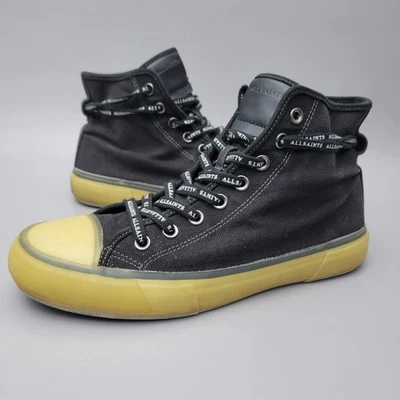 All Saints Jaxon High Canvas Sneakers Mens 9 / EU 42 Black High Top Laced Casual - Image 1 of 4