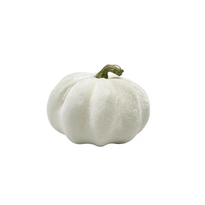 Herbstlicher Deko-Kürbis aus Samt Weiß Ø ca. 11,5 cm Herbst Halloween Dekoration - Bild 1 von 2