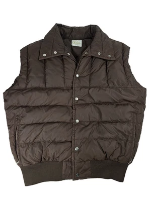Chaleco Robbe Vintage Años 80 Marrón Relleno Metal Botones a Presión Para Hombre Talla L Grande Foto 1 de 4