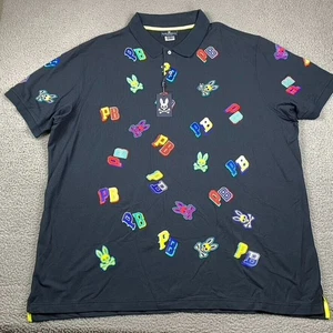 Psycho Bunny Herren Navy Fulton All Over Printed Grafik Polo Shirt Herren XLT - Bild 1 von 7