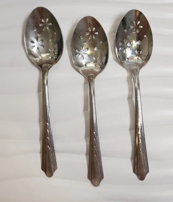 Lot Of 3 EKCO EKS7 Stainless Slotted Serving Spoon – Retro Kitchen Utensil - Image 1 of 4