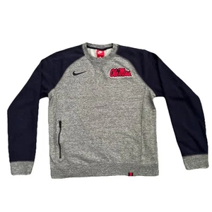 Vintage Nike Ole Miss Small Blue Gray Pullover Crew Neck Sweater - Picture 1 of 12
