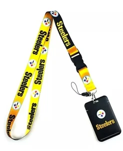Pittsburgh Steelers NFL Lanyard Clip Neck Tag Keychain for ID Keys Ticket Holder - Picture 1 of 1