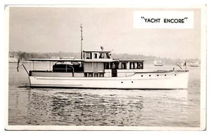 RPPC Años 50 "Yacht Encore", Barco, Bandera Americana, Postal - Imagen 1 de 2