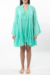 Cotton Midi Dress & Long Sleeves in Turquoise ~ Antica Sartoria - Picture 1 of 1