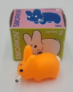 Kidrobot SMORKIN' LABBIT Series 2 FLORESCENT ORANGE Mini Vinyl Figure 1.5" Kozik - Picture 1 of 6