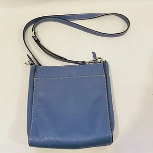 JJill Perry blaue Leder-Umhängetasche mit Reißverschluss 8" Tasche Geldbörse - Bild 1 von 7