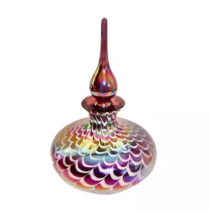 Glass Act Studio Pulled Feather Purple Iridescent Perfume Bottle with Stopper - Picture 1 of 12