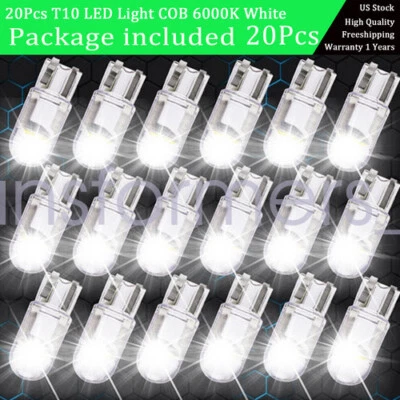20X Super White T10 194 168 W5W 2825 LED License Plate Interior Light Bulb 6000K - Image 1 of 4