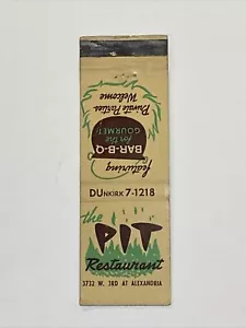 Vtg MATCHBOOK COVER The Pit Barbecue Restaurant, Los Angeles, California - Picture 1 of 2
