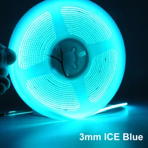 Ice Blue  3mm 384Leds/m COB LED Strip light Flexible Tape 1m-5m For Car TV Bar - Picture 1 of 12