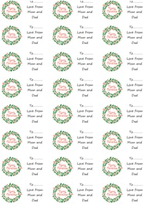 48 Personalised Merry Christmas Labels Stickers Tags Presents Santa Gift Tags - Picture 1 of 2