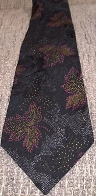 Corbata vintage para hombre Claiborne 100 % seda hecha en EE. UU. negra con estampado de diseño Foto 1 de 4