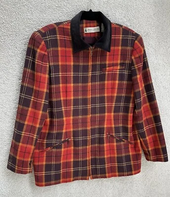 Chaqueta de franela vintage Marsh Landing para mujer mediana marrón a cuadros cremallera completa Foto 1 de 4