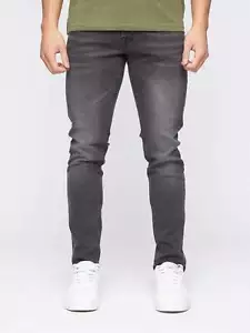 Crosshatch - Men's 'BURACA' Slim Fit Denim Jeans - Charcoal Wash - Picture 1 of 37
