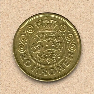 Denmark Danish 20 Kroner Coin Queen Margrethe II 4th Portrait 2001 - Bild 1 von 2