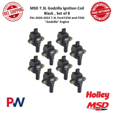 MSD Ignition Coil Black 8 Pack For 20-2022 Ford F250 & F350 Godzilla Engine 7.3L - Image 1 of 4