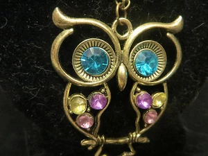 Damen Vintage Strass Eule Anhänger Lange Kette Halskette Modeschmuck Geschenk - Bild 1 von 2