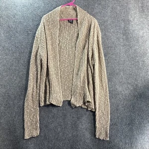 EILEEN FISHER Sweater Womens Large Linen Blend Open Front Cardigan Natural 0262 - Picture 1 of 4