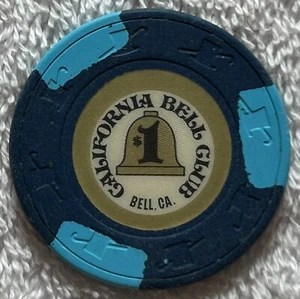 CALIFORNIA BELL CLUB #A $1 astilla de mesa obsoleta California* - Imagen 1 de 2
