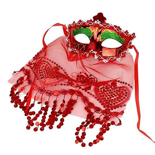 Maschera veneziana Donna sexy rosso Maschera Carnevale Venezia velo L.5411 - Immagine 1 di 1