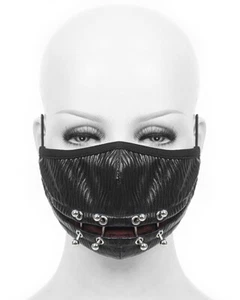 Devil Fashion Goth Punk Face Mask Mouthguard Black Red Piercing Rings Cyberpunk - Picture 1 of 6