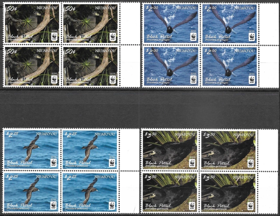 NIUAFO ' OU - 2016 MNH "WWF - Endangered Species (Black PETREL)" Block Of 4 !!!! - Image 1 of 1