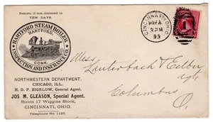 Hartford Steam Boiler Cincinnati OH 1893 - Illustra Railroad/Train Advertising - Picture 1 of 2