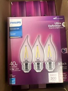18 Lamps Philips Ultra Definition 40W Equivalent Daylight BA11 Medium LED Deco - Picture 1 of 3