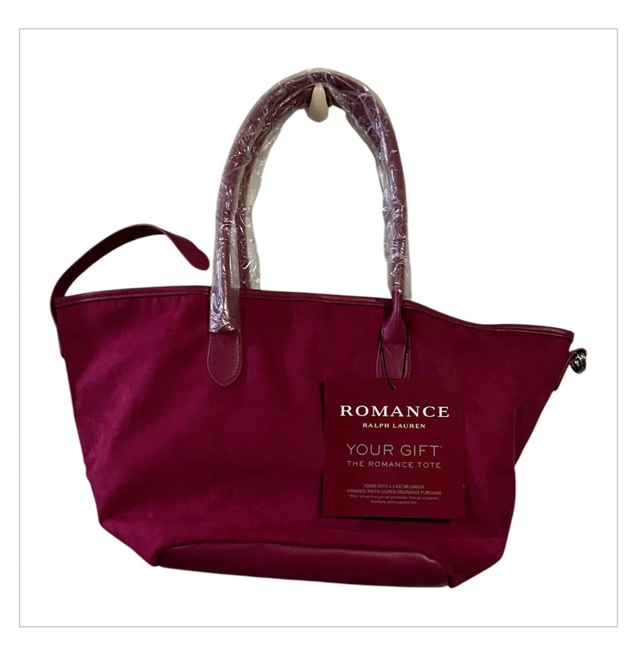 Lauren Ralph Lauren Fragrance Romance Large Tote Bag Suede Purse Magenta Fuchsia