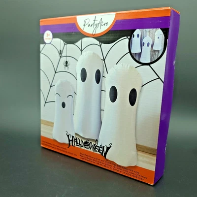 Paquete de 3 fantasmas inflables PartyAire lindos decoración de patio de fiesta de Halloween Foto 1 de 4