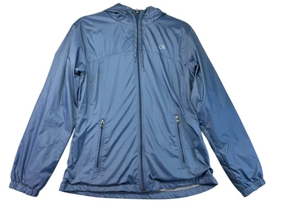 Jaqueta Calvin Klein feminina pequena azul forrada de lã corta-vento bolsos ativos - Imagem 1 de 4