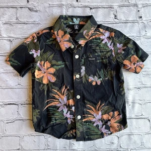 Volcom Toddler 2T Button Down Shirt Sleeve Tropical Print Surfer Shirt Top EUC - Picture 1 of 13